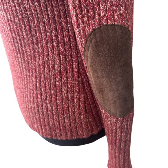 Halogen Large Brown & Red Leather Trimmed Zip Long Sleeve Cardigan - Picture 6 of 9